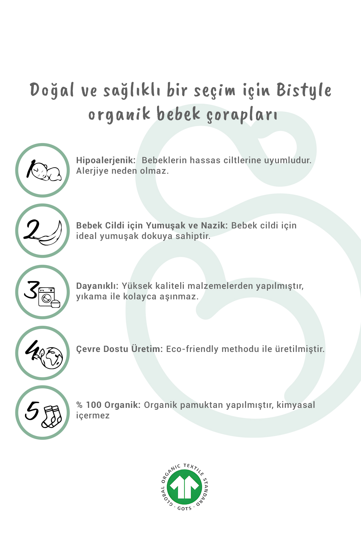 Bistyle 2’Li Penye Babet Silikon Çemberli Çorap 30102 Gri Beyaz