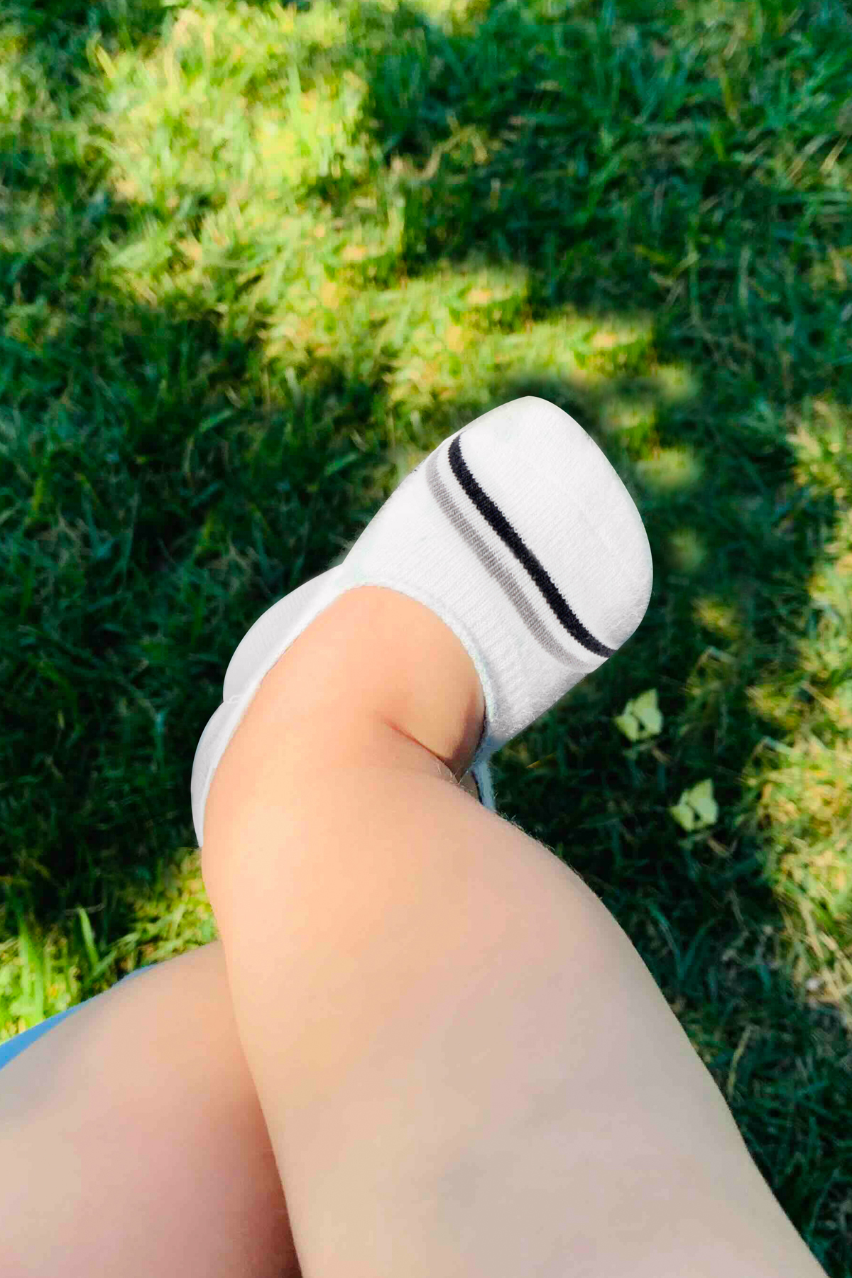 Bistyle 2’Li Penye Babet Silikon Çemberli Çorap 30102 Gri Beyaz