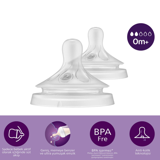 Philips Avent Doğal Tepkili Natural Response 2’Li Biberon Emziği No:2 0+ Ay
