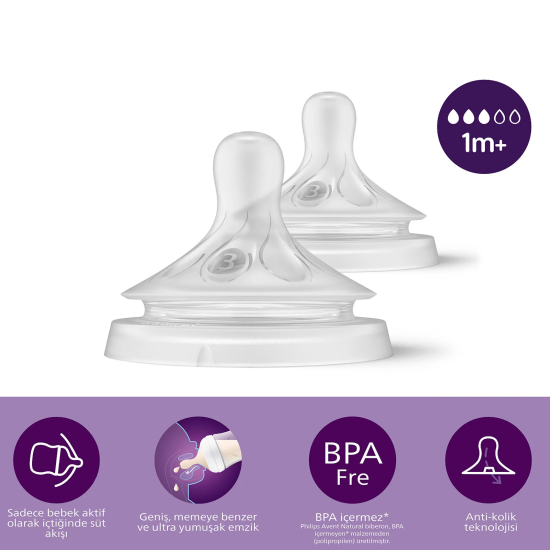 Philips Avent Doğal Tepkili Natural Response 2’Li Biberon Emziği No:3 1+ Ay