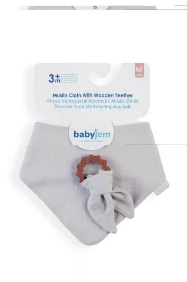 BabyJem Silikon Diş Kaşıyıcılı Müslin Önlük 736 Gri
