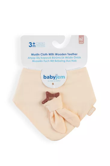 BabyJem Silikon Diş Kaşıyıcılı Müslin Önlük 736 Somon