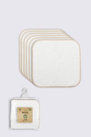 Bistyle Organik 28x28 6’Lı Penye Mendil 90103 Ekru