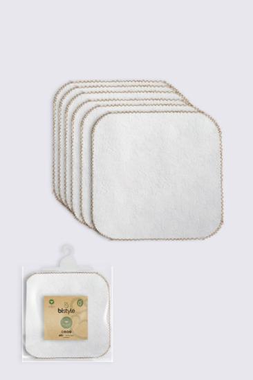 Bistyle Organik 28x28 6’Lı Havlu Mendil 90105 Ekru