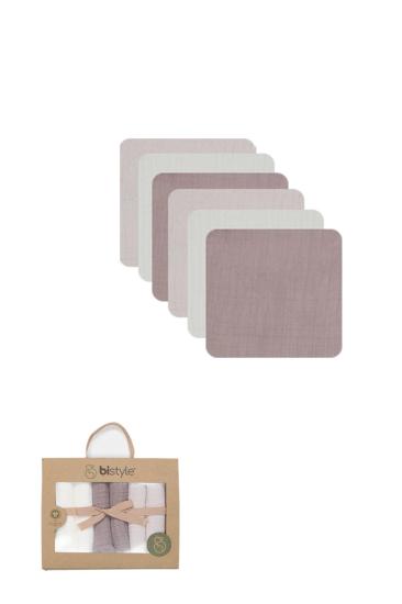 Bistyle 6’lı Müslin Mendil 20x20 cm 90106 Taş Ekru Antrasit