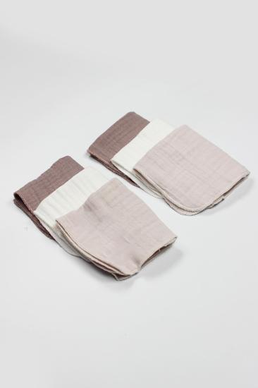 Bistyle 6’lı Müslin Mendil 20x20 cm 90106 Taş Ekru Antrasit