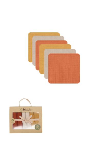 Bistyle 6’lı Müslin Mendil 20x20 cm 90106 Kiremit Bej Hardal