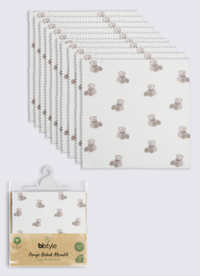 Bistyle Bear 20x20 10’Lu Penye Mendil 90162 Ekru
