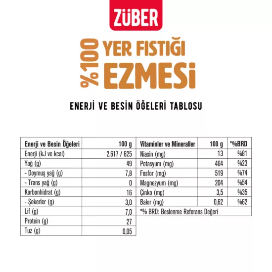 Züber %100 Yer Fıstığı Ezmesi 315 Gr