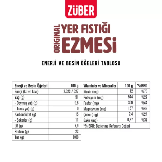Züber %100 Yer Fıstığı Ezmesi Original 315 Gr