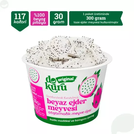 Dokuru Original Beyaz Ejder Meyvesi Atıştırmalık Meyve Cipsi 30gr