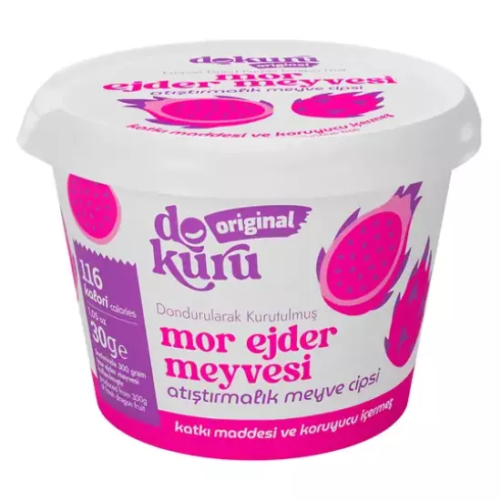 Dokuru Original Mor Ejder Meyvesi Atıştırmalık Meyve Cipsi 30gr