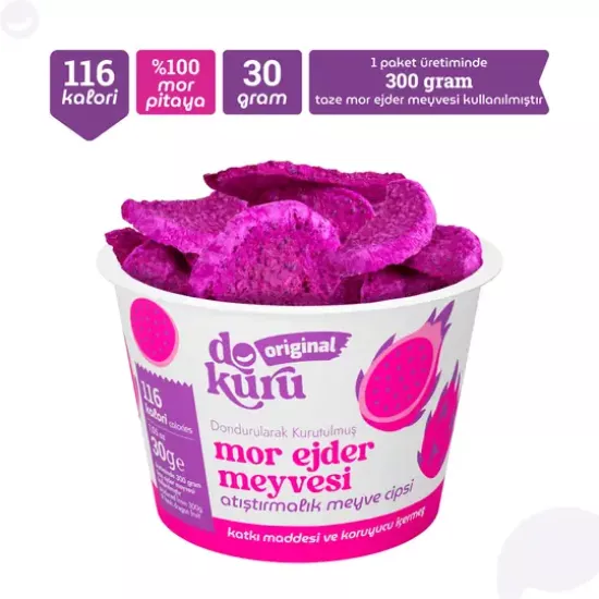 Dokuru Original Mor Ejder Meyvesi Atıştırmalık Meyve Cipsi 30gr