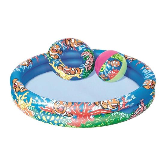 Bestway 2 Bölmeli Havuz + Simit + Deniz Topu 51124