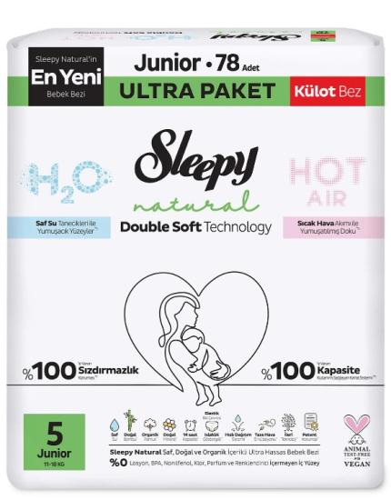Sleepy Natural Double Soft Külot Bez Ultra Paket 5 Beden 78 Adet