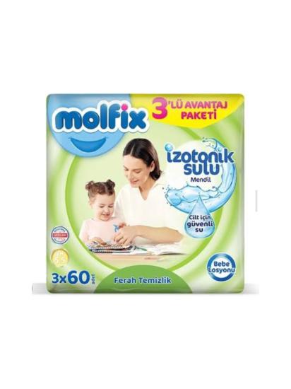 Molfix İzotonik Sulu Ferah Temizlik Islak Havlu Mendil 3’Lü 180 Yaprak