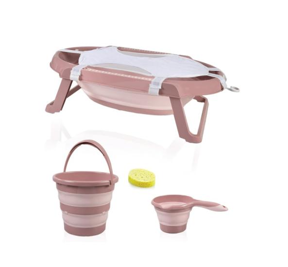 BabyJem Katlanır Banyo 5’Li Küvet Seti 596 Somon