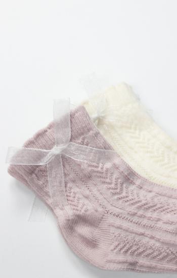Bistyle Fiyonklu Penye Soket Çorap 2li 10149 Lila