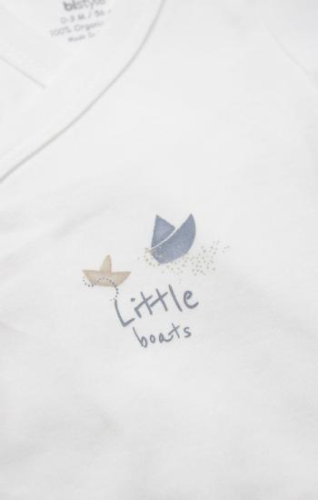 Bistyle Kruvaze Body Yarım Kol Little Boats 17152 Ekru