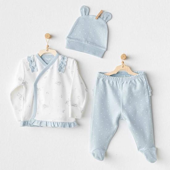 Andywawa AC25646 Cuddly Bunny Bear 3’Lü Zıbın Set Blue