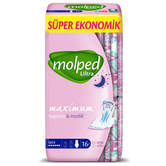 Molped Ultra Hijyen Anatomik Gece Ped Süper Eko 16’lı